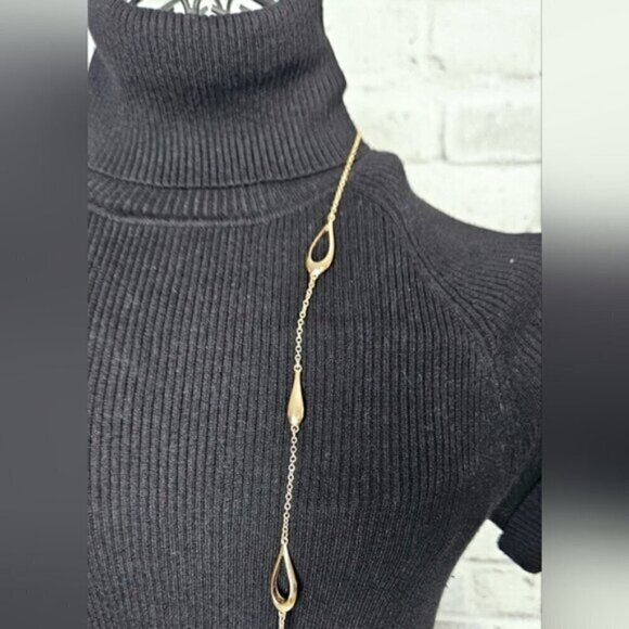 GOLD TONE OPEN FREE FORM NECKLACE - Picture 3 of 4